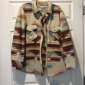 Weekends Everyday Aztec Print Shacket